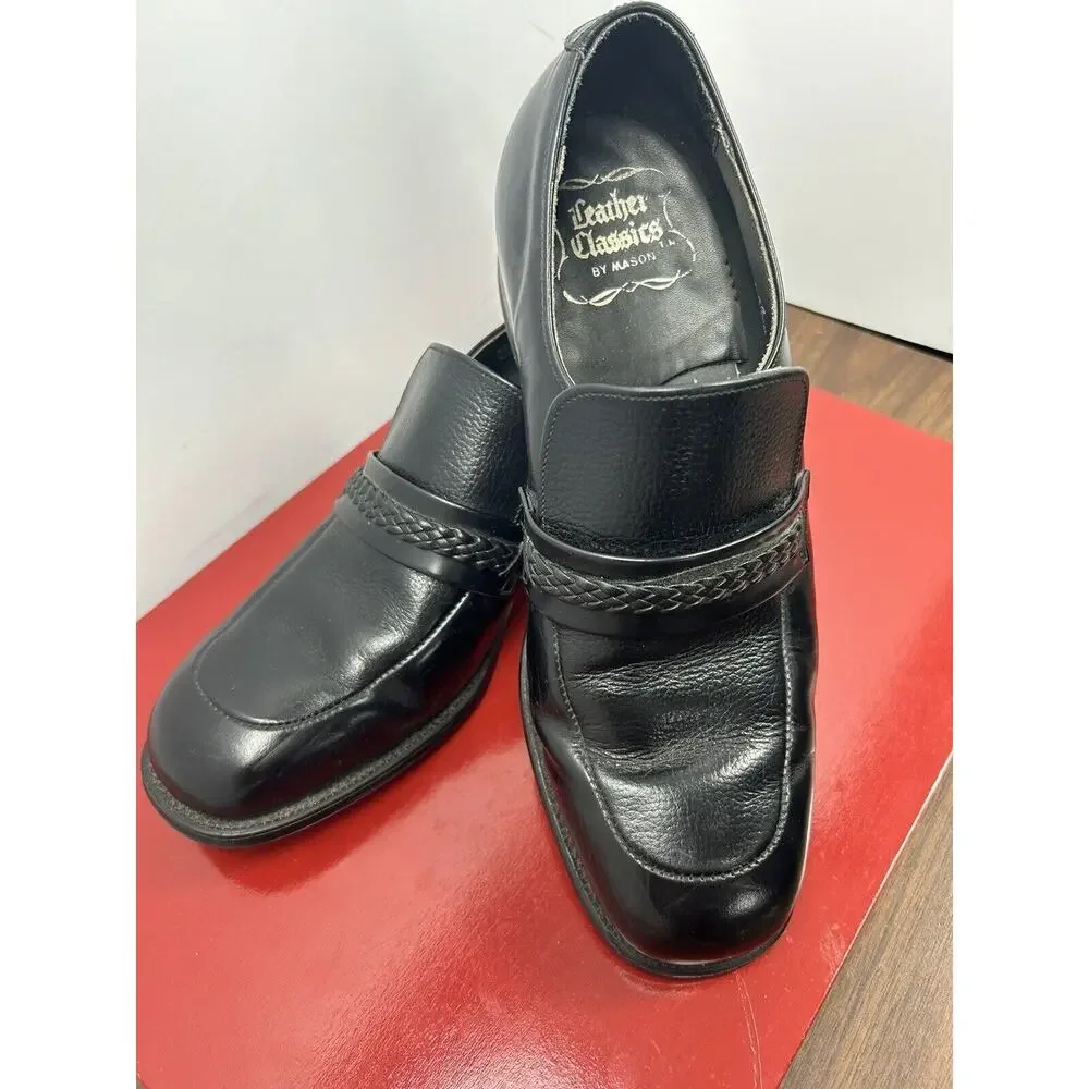 Black Leather Men’s 8.5‎ by Leather Classics By Mason Dress Shoes Goodyear Heels